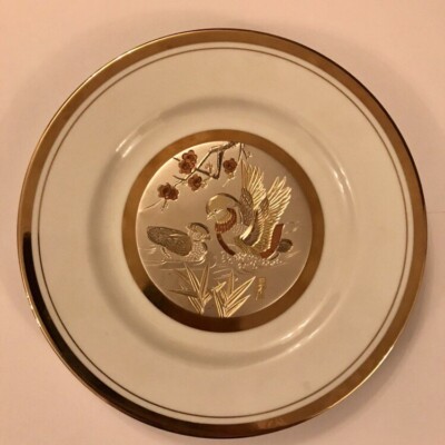 Teller, The Art of Chokin, Japan, Gold, Silber, Porzellan mit Metall