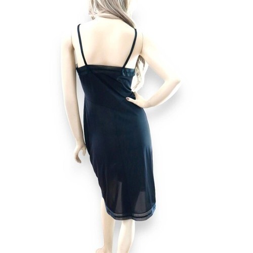 1960s Black Nylon Chiffon Slip Dress Sheer Vanity Fair Lingerie Size XS - Picture 6 of 8