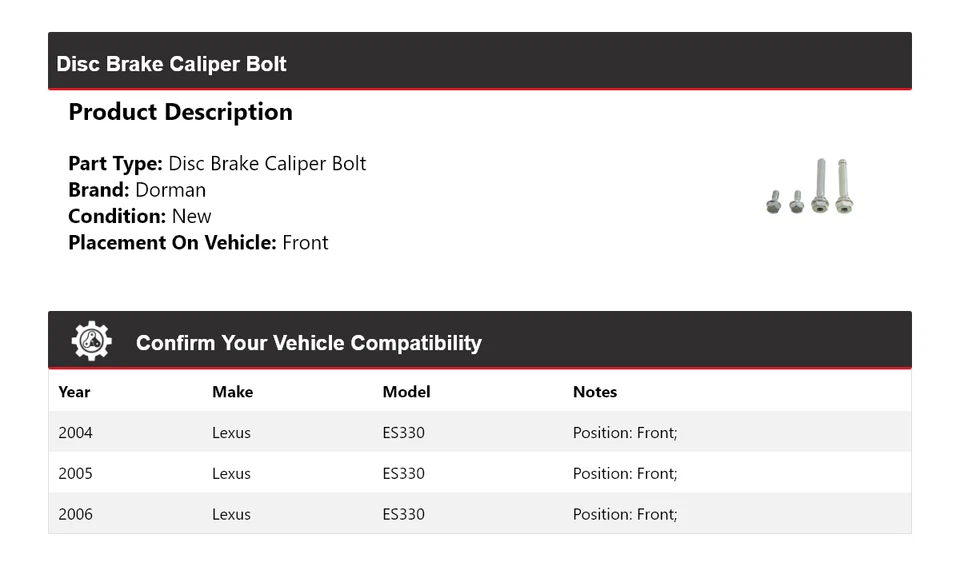 Pinza de freno de disco delantera 2005 para Lexus ES330 Dorman 2004-2006 Foto 2 de 4