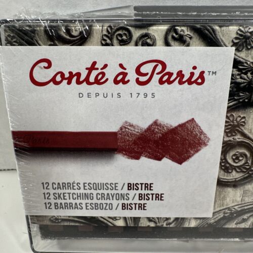 Juego de 12 lápices de dibujo Conté à Paris Bistre nuevo sellado - Imagen 2 de 7