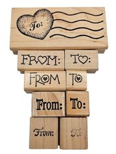 Lot of 9 Vintage To  From To Address Letter Envelope Wood Mount Rubber Stamps