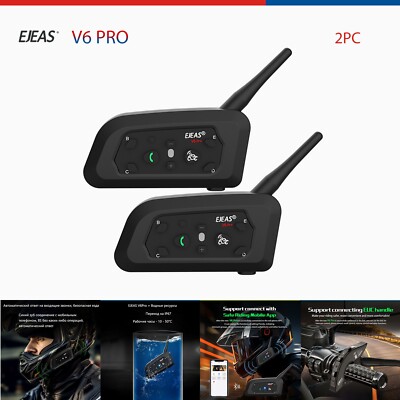 EJEAS V6 Pro Motorcycle Bluetooth Intercom Headset for Motorcycle Ski Climb 2X