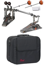 Pearl Left-Footed Eliminator Demon Drive Double Bass Drum Pedal +2 Wood Beaters