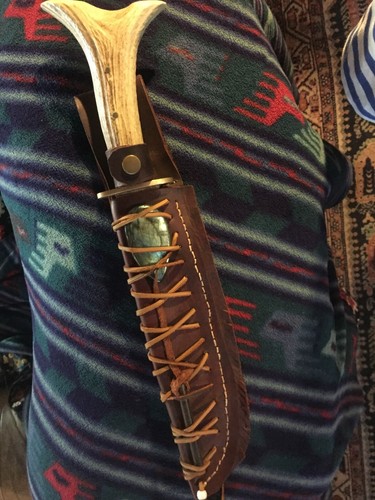Handmade stag handle hunting knife made from 5150 steel quenched and hardened. - Picture 3 of 4