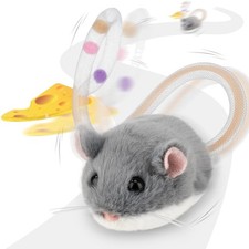 Cat Toy Interactive MigiMouse 360  Rolling Spin Wiggling Tail Squeaker Grey