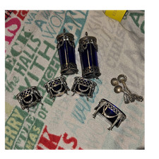 Victorian and Georgian Sterling Silver salt and pepper cellar set with spoons 