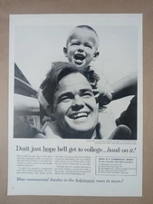 1950s Commercial Banking Father Son College Bank MCM Vintage Poster Print Ad