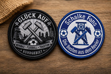 Bundle Angebot 2x Fußball Aufnäher Ruhrgebiet 80 mm Hochwertig Gelsenkirchen u.a
