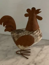 Wood & Metal Rooster Chicken Distressed Rustic Primitive Decor Farmhouse