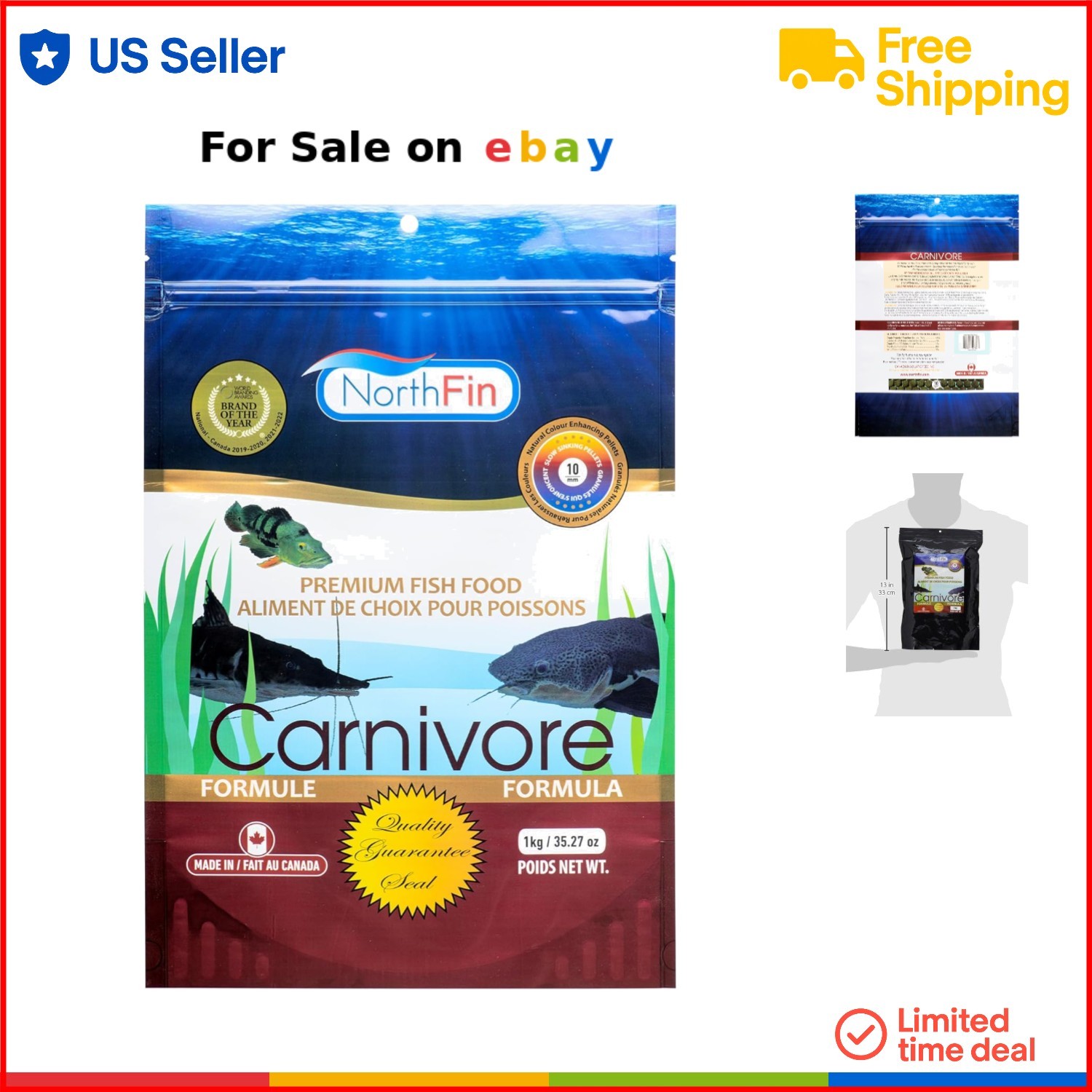 Pellets 10mm Sinking 1kg For Large Predatory Fish