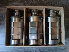 VTG Set 3 Brass Color Metal Lanterns 5" Nautical Hanging Tealight Holders