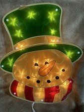 Lighted Snowman Window Holiday Decor Suction Cup Light Up Frosty Winter Holiday