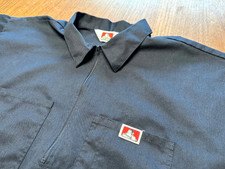 BEN DAVIS Vintage Half Zip Short Sleeve Work Shirt Navy Size 3XL Made In USA
