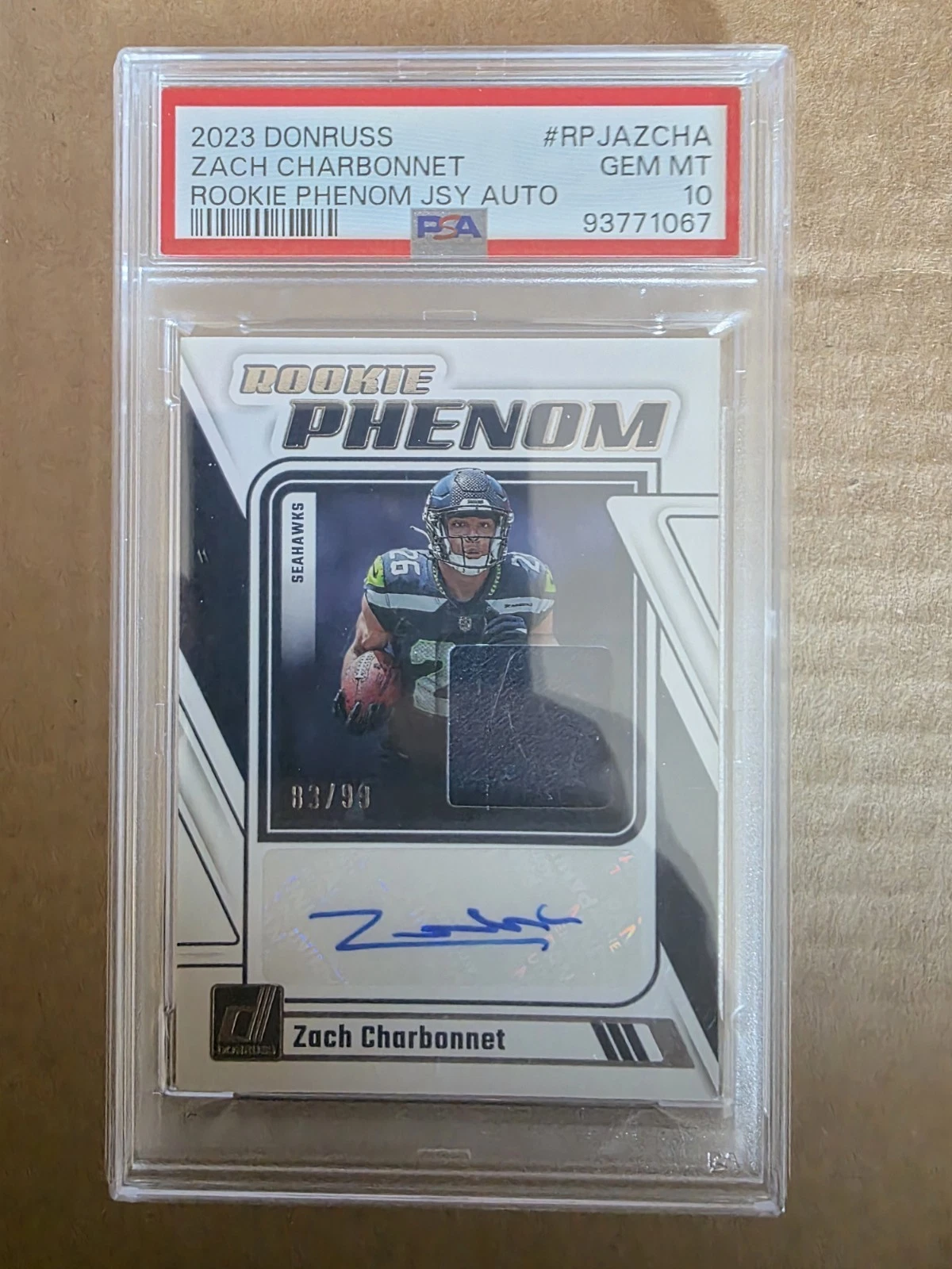 Zach Charbonnet Panini Donruss Rookie Phenom Jersey Autographs #RPJAZCHA Base