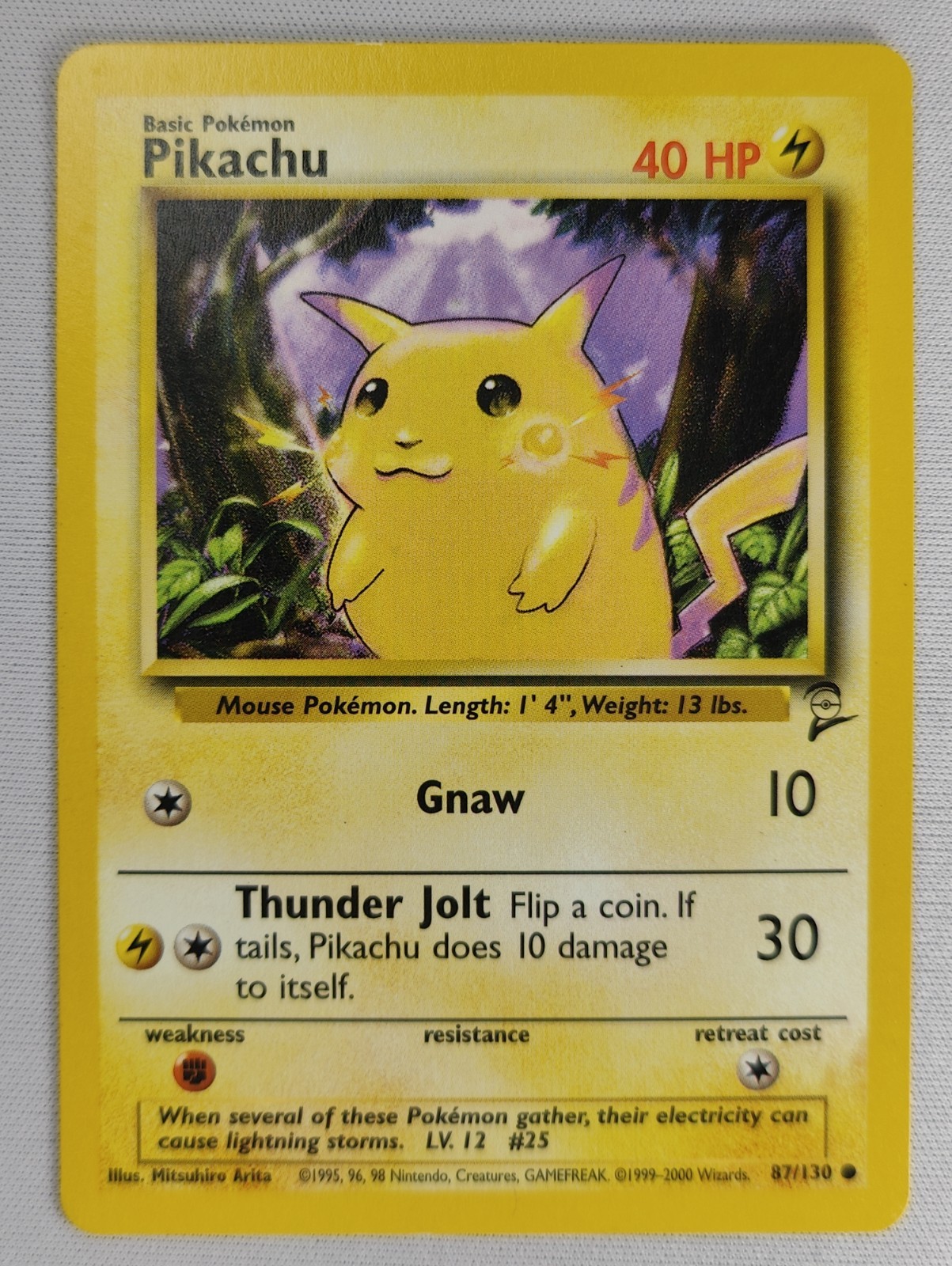 Pikachu 87/130 Base Set 2 Common Pokemon Card LP Yellow Cheeks
