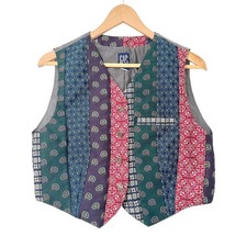 GAP Vintage 90s Patchwork Upcycled Tie Vest Eclectic Multi-Color CA 17897