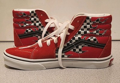 Vans Sk 8 -Hi Padded Collar Canvas Sneaker Checker Flame Unisex  NEW IN BOX!
