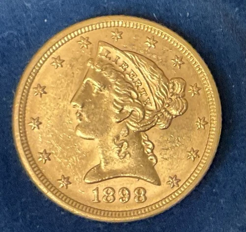 1898 $5 Liberty Head Half Eagle Gold Coin Circulated Business Strike Pre-1933