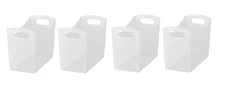 (4 pack) Mainstays Plastic Utility Storage Bin 12 Qt Narrow Rectangle
