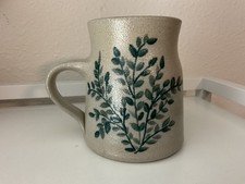 Rare Salmon Falls Stoneware Green Tree Branch With Leaves signed D Mug