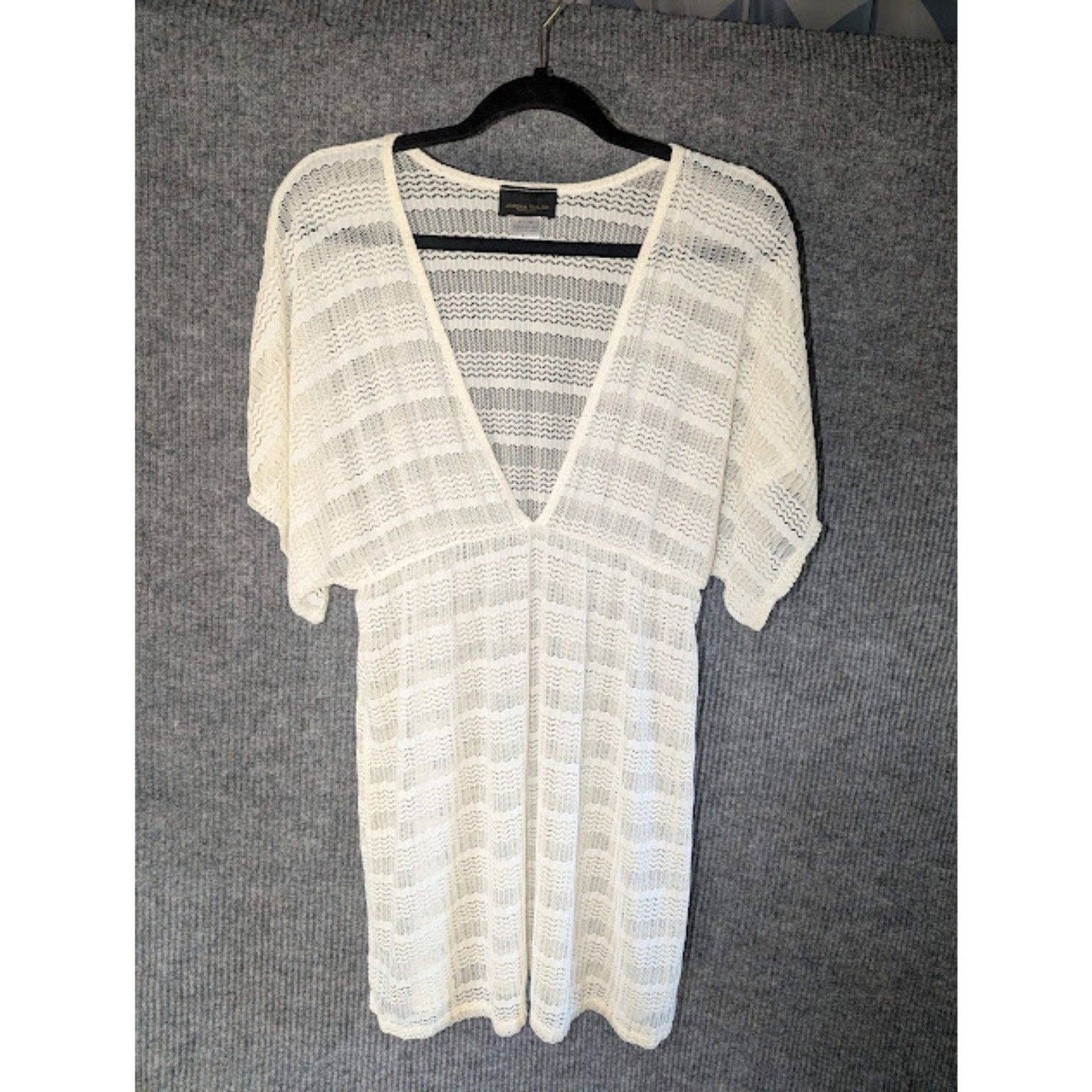 Jordan Taylor XL White Crochet Swim Cover Up Beach Cardigan