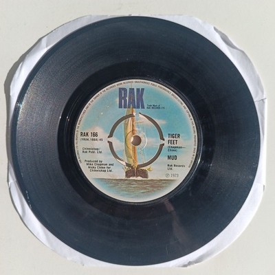 7'' Single MUD - TIGER FEET / MR. BAGATELLE Vinyl 1973 RAK Records 166