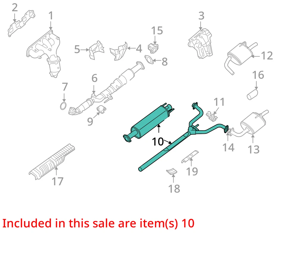 Conjunto de resonador de tubo de escape central de 2,5 L para sedán Nissan Altima 2006-2011 OEM Foto 4 de 4