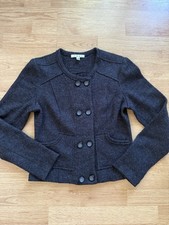 Cabi My Fair Jacket Style 184 Charcoal Gray 100 Wool Button Up Crop Blazer S
