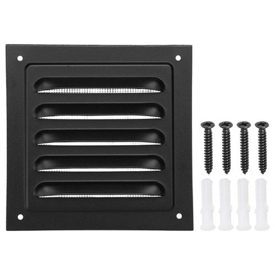 4''x4'' Aluminum Gable Vent, Exterior Wall Outlet Vent Square Soffit Vent, Black