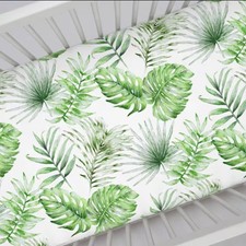 Palm Leaf Baby Bedding Crib Set Tropical Nursery Gender Neutral Leaves Green