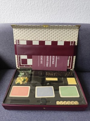 Edle Spielesammlung TCC   Luxus Spielbox rot/gold   Schach Dame Rommé