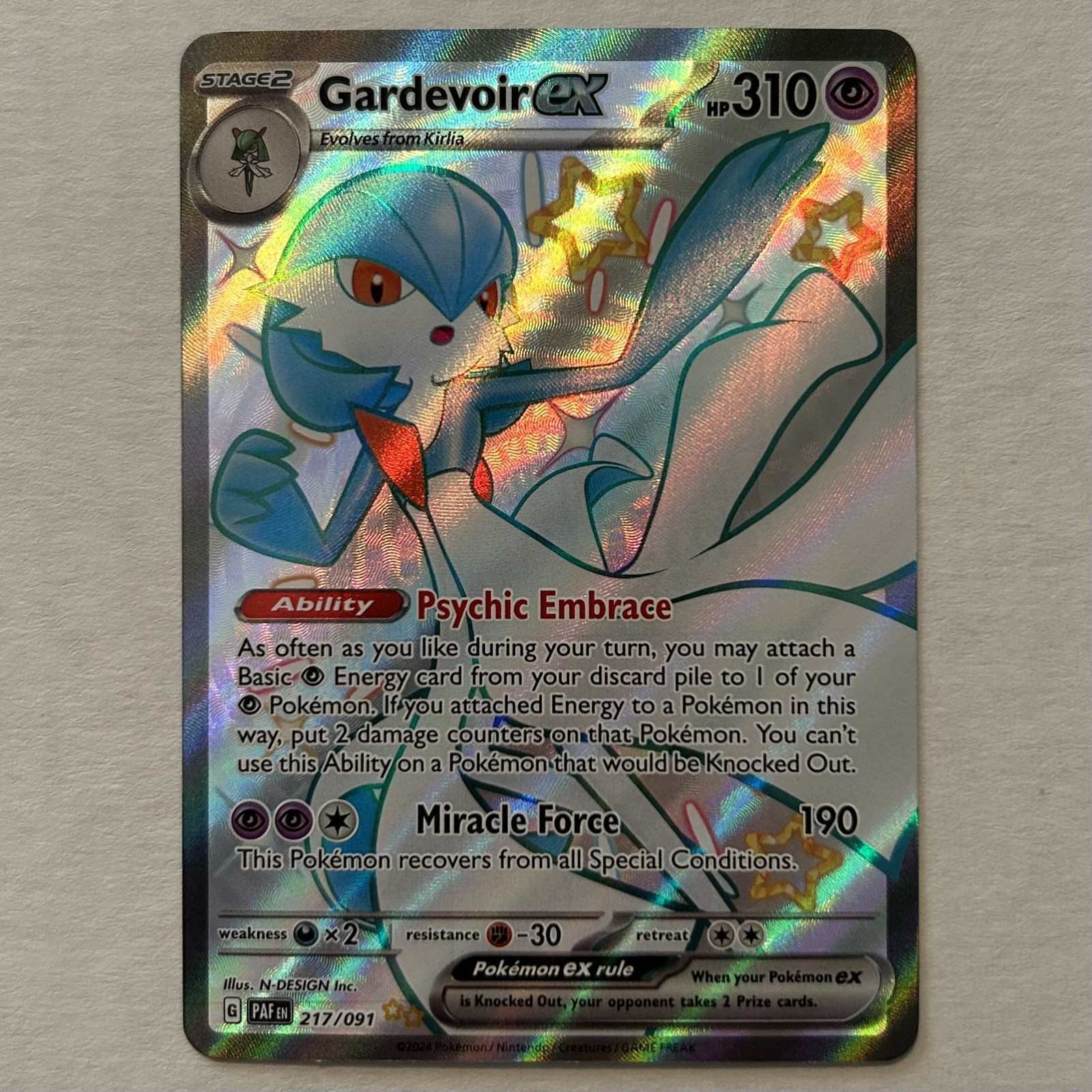 Gardevoir ex 217/091 SV: Paldean Fates Holo NM Pokemon Card 