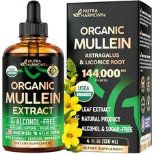 Mullein Drops for Lungs - USDA Organic Liquid - Mullein Leaf Extract Supplement