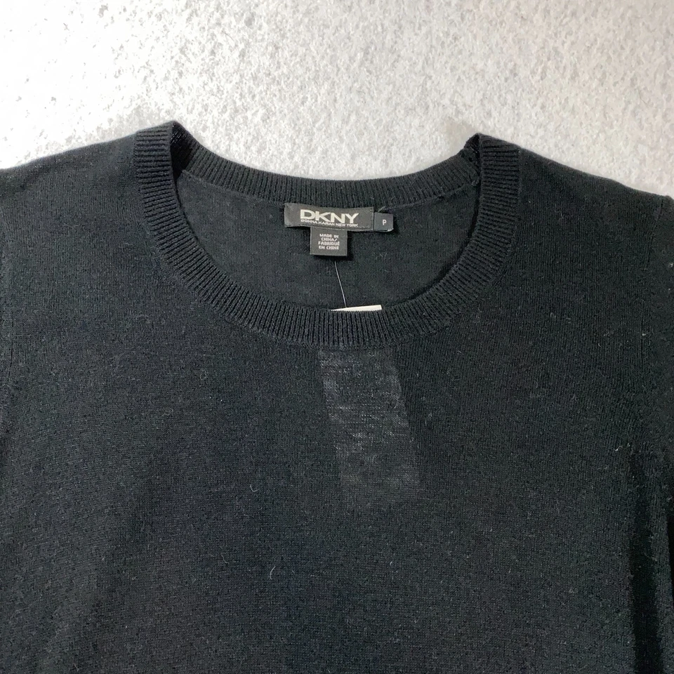 Suéter DKNY Mujer Talla XS Negro Rayas Pullover Cuello Redondo Manga Larga Nuevo con Etiquetas Foto 3 de 4