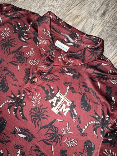 Columbia PFG Texas A&M Aggies Polo Shirt XL Omni Shade Tropical Golf Fishing