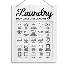 Rustic Farmhouse Laundry Room Decor Sign Laundry Symbols Wall Art Chart Hanging