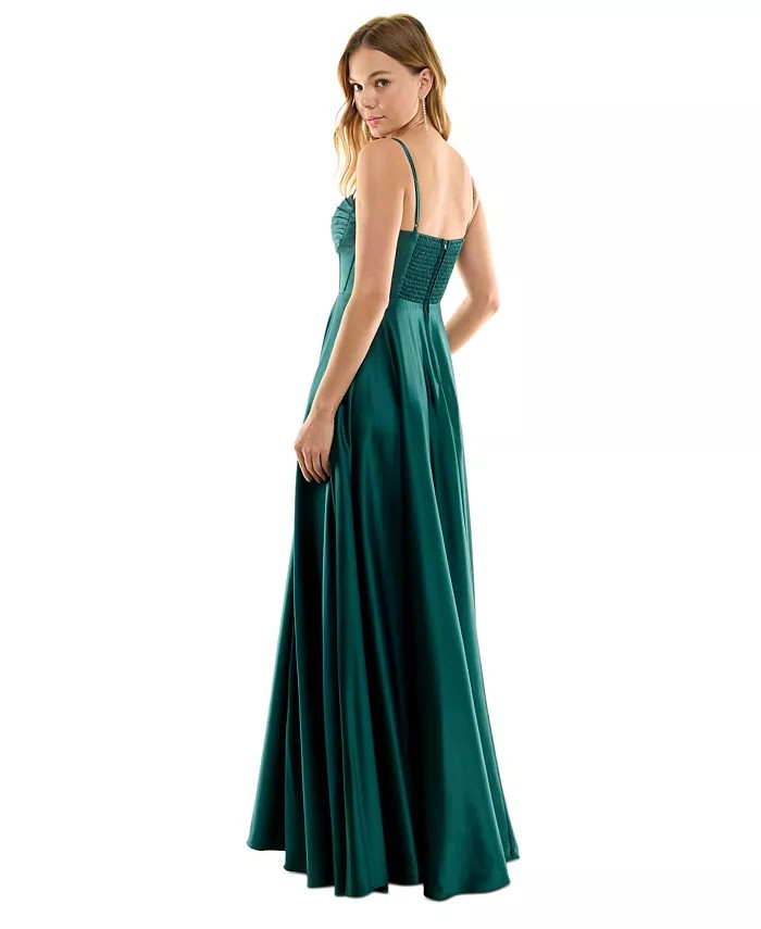 b darlin hunter green dress Sheer Volume Strapless Dress – BCBGMAXAZRIA main image 1