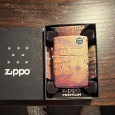 Zippo Premium Nautical Sailing Ship Map Lighter Made in USA in Box 4195