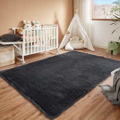 Area Rugs for Living Room, Dark Grey, 4x6 Rug for Bedroom, Fluffy Shag Shaggy...