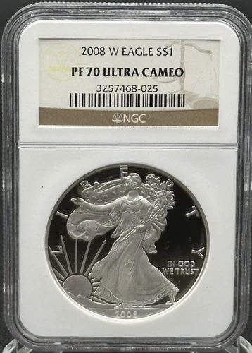 2008-W 1oz American Silver Eagle PF 70 Ultra Cameo NGC *STL