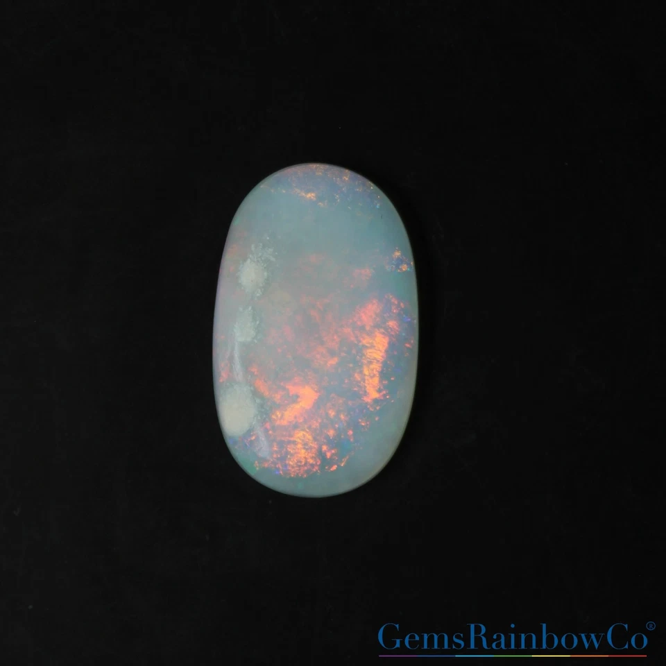 Cabujón de ópalo australiano natural 7 quilates piedra preciosa suelta ovalada con juego de fuego naranja Foto 4 de 4
