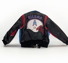 Vintage 90s Houston Oilers NFL Football Leather Jeff Hamilton Sample Jacket