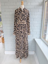 Sezane beige and black floral print long shirt dress size 38 UK size 10