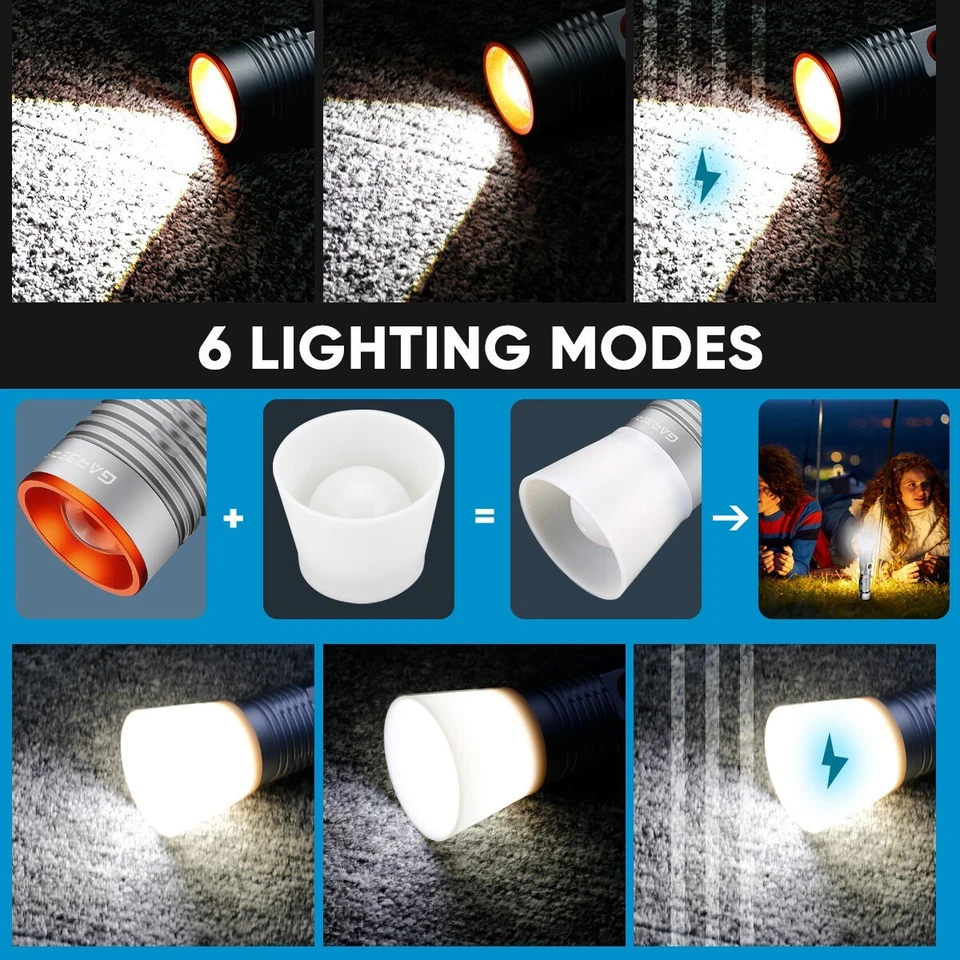 1-50Juego Linterna LED Recargable Aluminio Linternas Magnéticas con Pantalla Foto 2 de 4