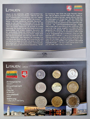 LITAUEN: KMS KURSMÜNZENSATZ 1991/2013, 1 Centas-5 Litai, 9 Münzen, St/unc, K18