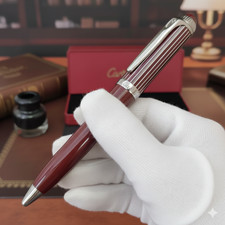 Bolígrafo Cartier Borgoña Tono Plateado Bolígrafo de Lujo con Caja de Regalo