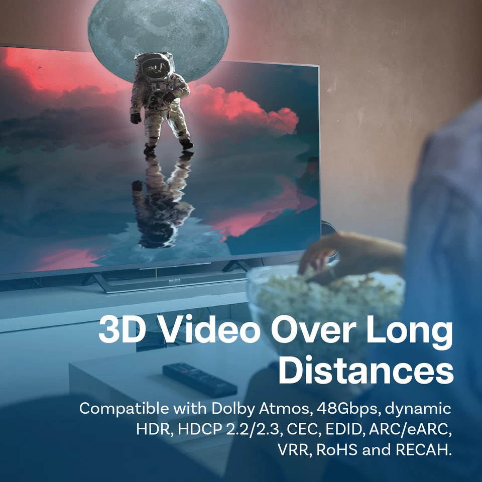 MMOBIEL HDTV 8K Fiber Optic Cable 15m 48Gbps Ultra High Speed 8K@60Hz Black - Image 4 of 4