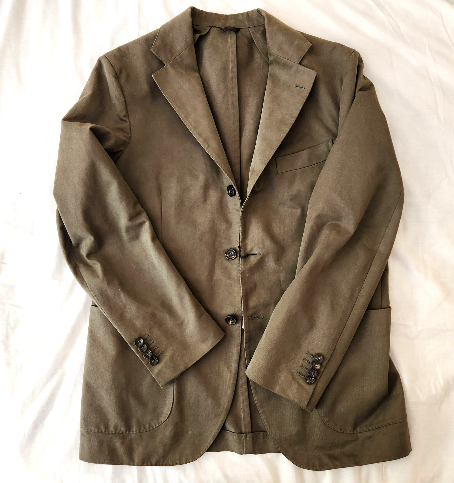 DRAKE'S Green Cotton Twill Sportcoat Jacket Blazer Sz US 38 / EU 48  Italy- NEW