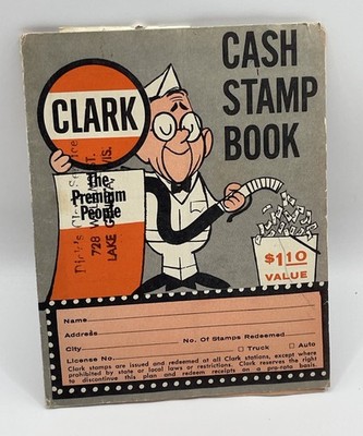 Vintage 1963 Clark Oil Cash Saving Stamp Book Filled with Stamps Lake Geneva WI