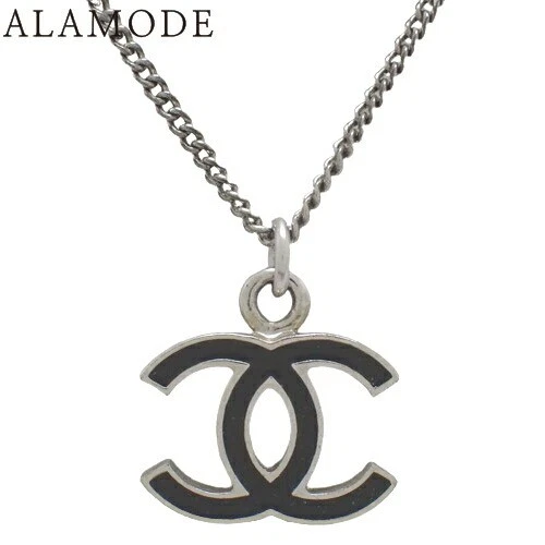 Collana CHANEL Coco Mark accessori metallo gioielli ciondolo argento nero donna